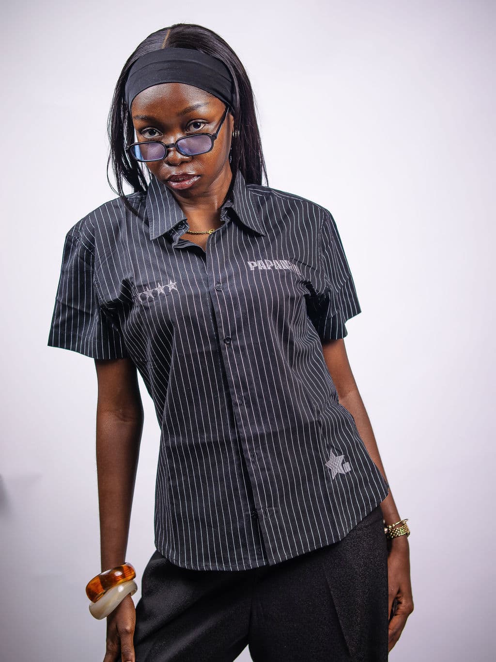 PAPANDU "For The Stars" Signature Stripe Shirt — Jet Black